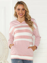 Women's Striped Hoodie Block Hooded Sweatshirt