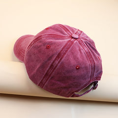 Wine Red Denim Baseball Cap Embroidered Distressed Sports Hat Unisex