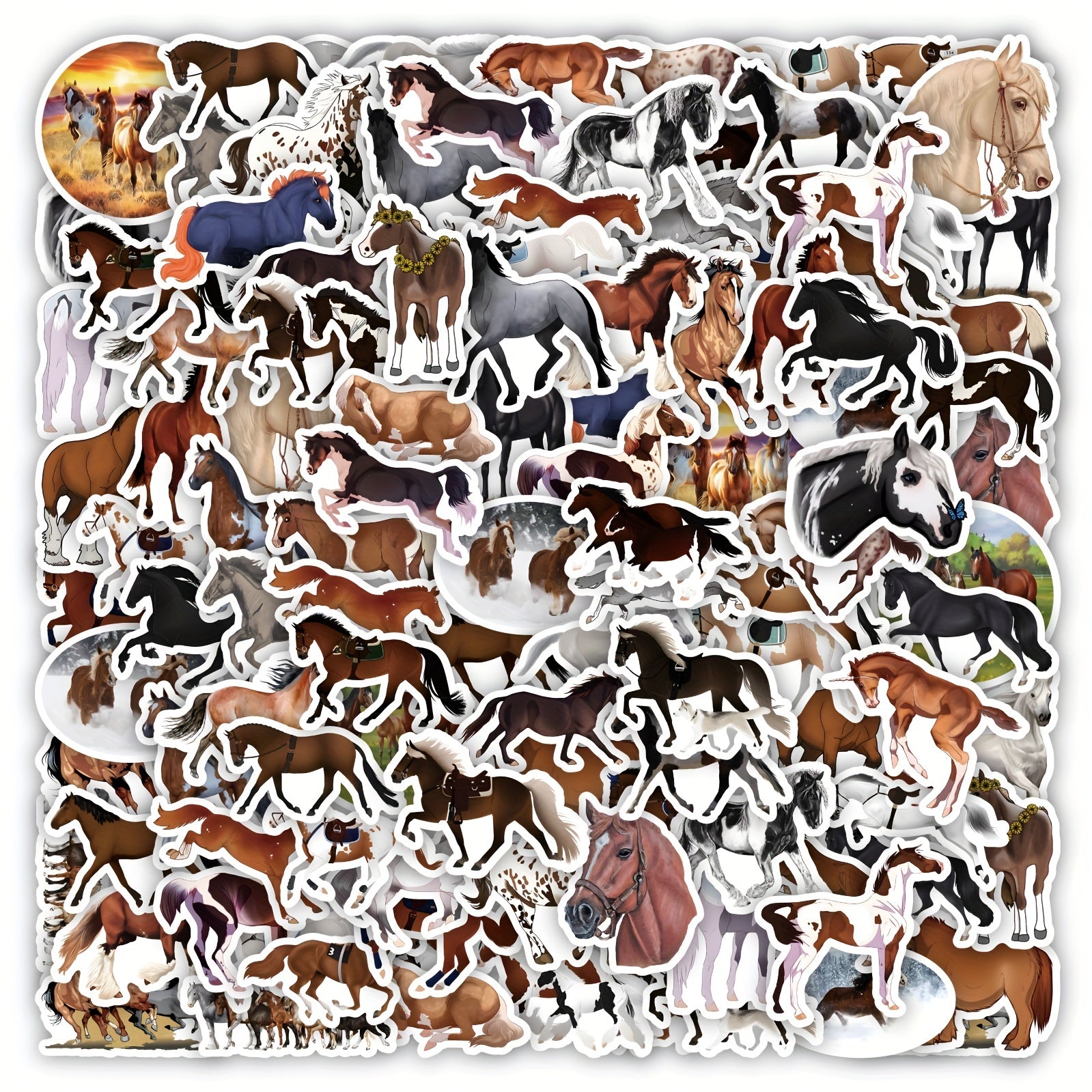 50pcs Horse Stickers Vinyl Water Proof Scrapbook Laptop Bumper Skateboard