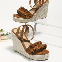 Women's Ruffled Wedge Espadrille Sandals