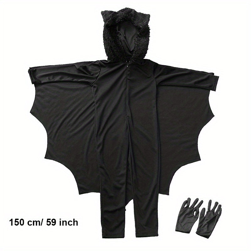 Kids Bat Cosplay Jumpsuit & Witch Cloak