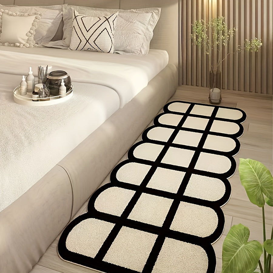 Plaid Area Rug Hand Washable Polyester Mat for Home Hotel Decor