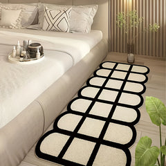 Plaid Area Rug Hand Washable Polyester Mat for Home Hotel Decor