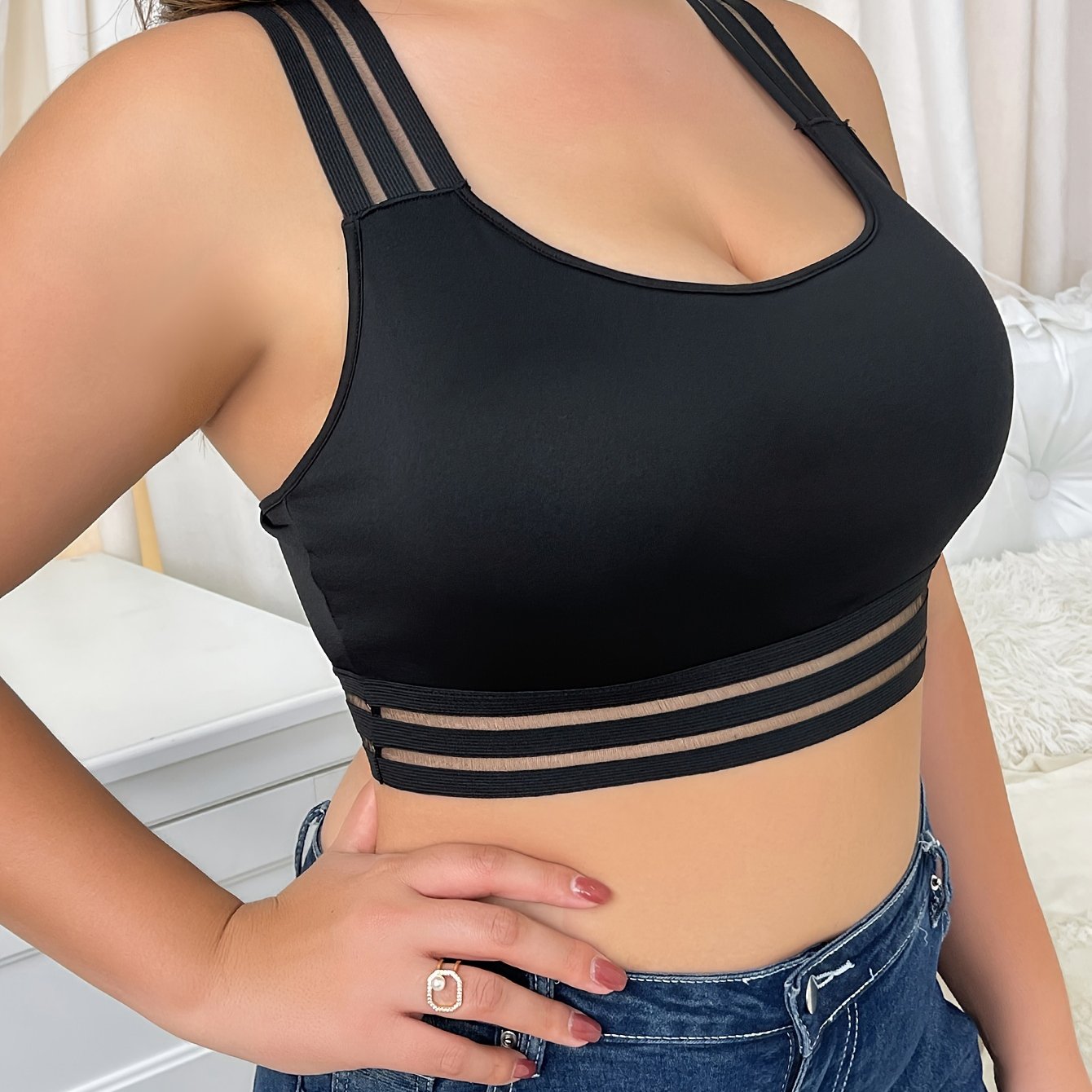 Striped Crisscross Back Seamless Tank Bra