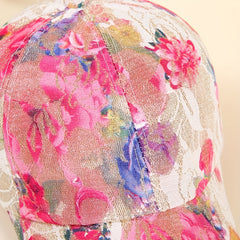 Pink Glitter Flower Baseball Cap Embroidered Sun Hat Adjustable Dad Hat Women