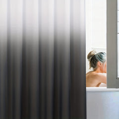 Grey Gradient PEVA Shower Curtain Set with Plastic Hooks 180x180cm
