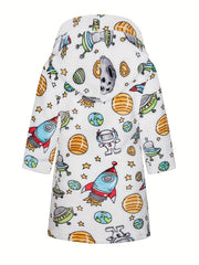 Boys Soft Flannel Hooded Bathrobe Kids Clothes Sleepwear