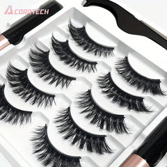 5 Pairs Magnetic False Eyelashes Set Liquid Eyeliner And Tweezers