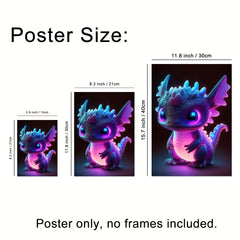 Modern Art Neon Baby Dragon Wall Sticker For Kids Room Decor