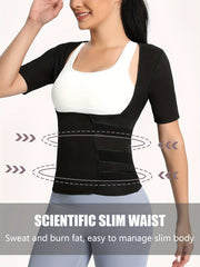 Open Bust Shaping Tops Waist Trainer Tummy Control Slimmer Short Sleeve