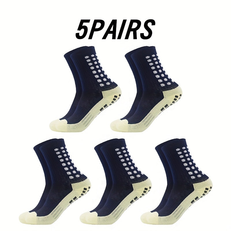 Non-slip Breathable Mid-tube Football Socks - 5 Pairs