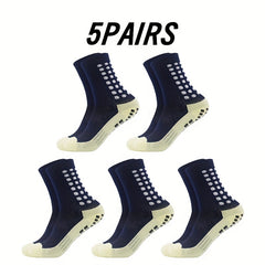 Non-slip Breathable Mid-tube Football Socks - 5 Pairs