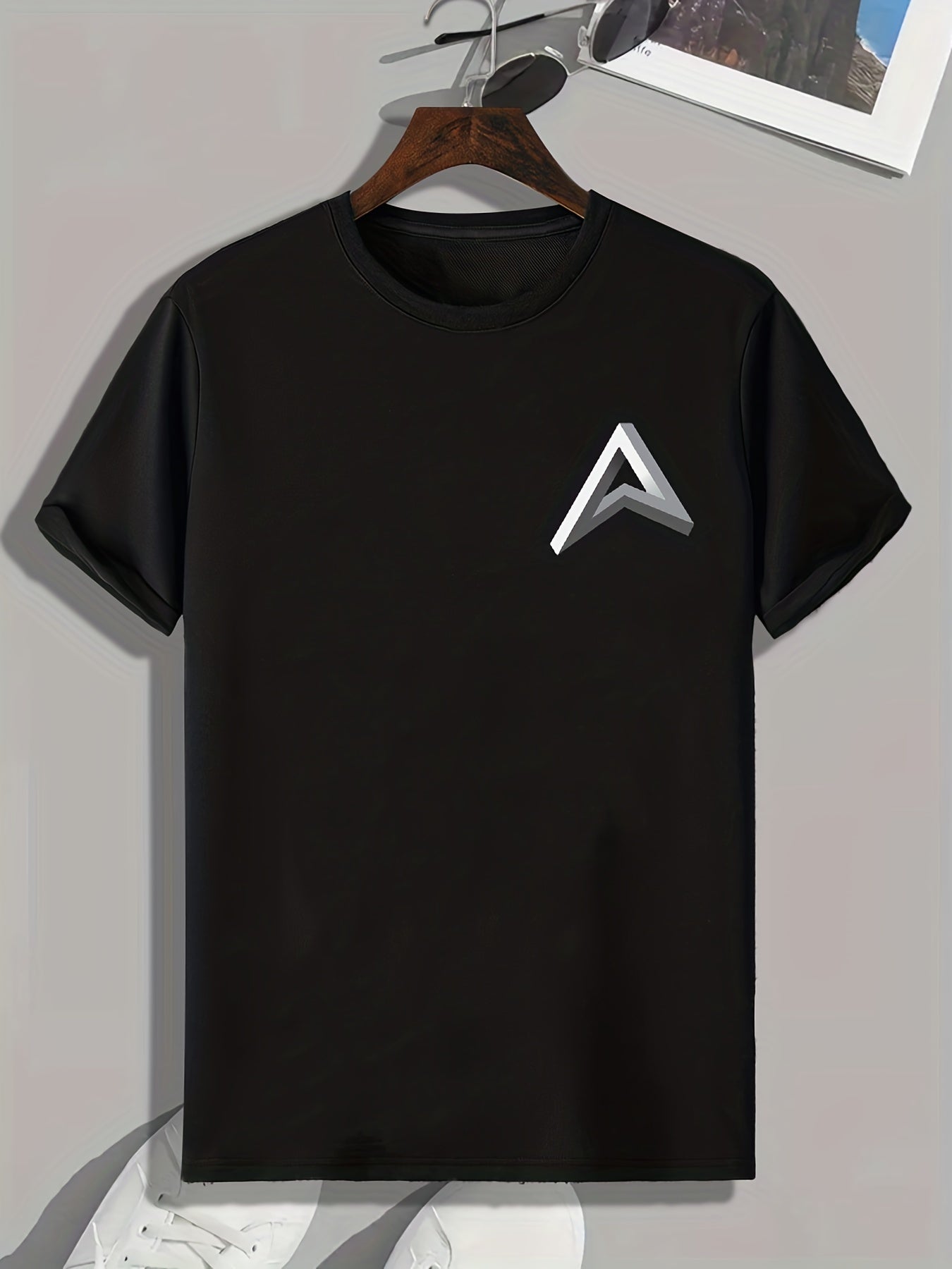 Geometry Print Men's Comfy T-shirt for Outdoor Summer