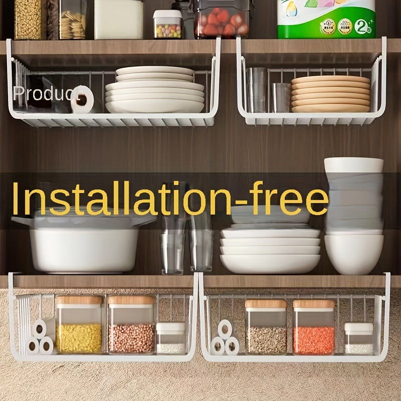 2pcs Undershelf Storage Basket Metal Under Shelf Hanging Storage Bin Basket