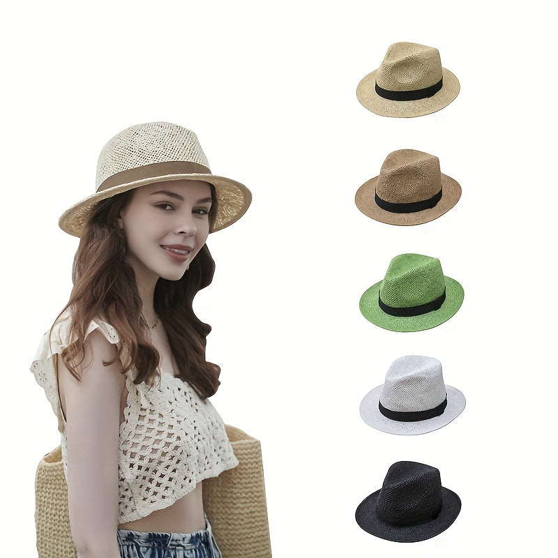 Hollow Out Sun Hat Straw Fedora Cap Beach Hats Women