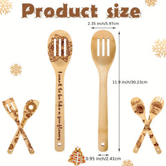 5pcs Sunflower Bamboo Utensils Set, Halloween Decorative Wooden Cooking Tools