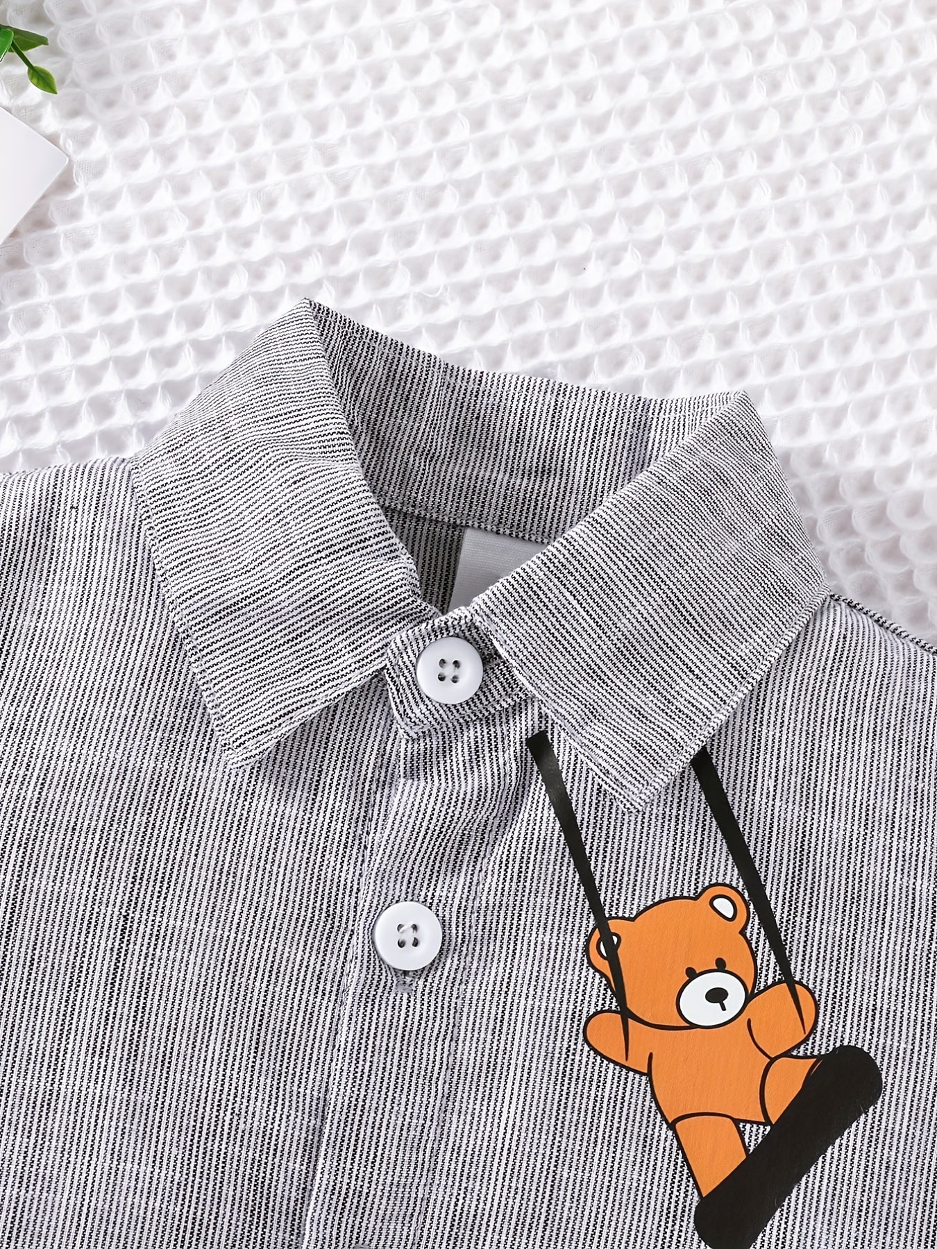 Bear Print Toddler Boys Shirt Short Sleeve Top