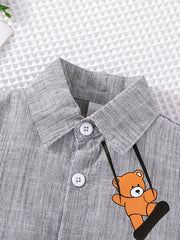 Bear Print Toddler Boys Shirt Short Sleeve Top