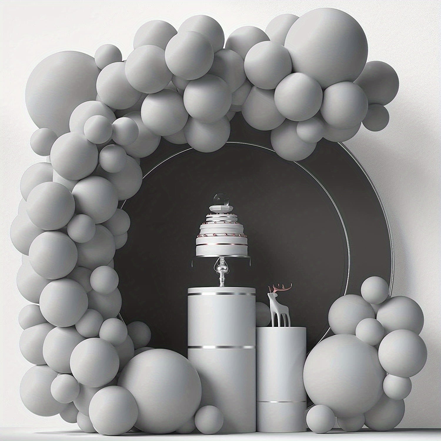 60pcs Gray Party Latex Balloons 5inch Kit for Gray Theme Events