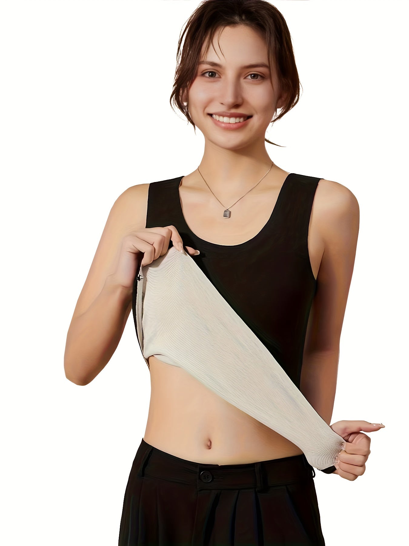 3pcs Seamless Thermal Underwear Comfortable Crew Neck Sleeveless Top