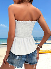 Ruffle Trim Tube Top Slim Sleeveless Summer Tube Top