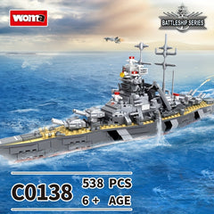 Building Blocks Aircraft Carrier Bismarck Warship Assembly Boys Toys