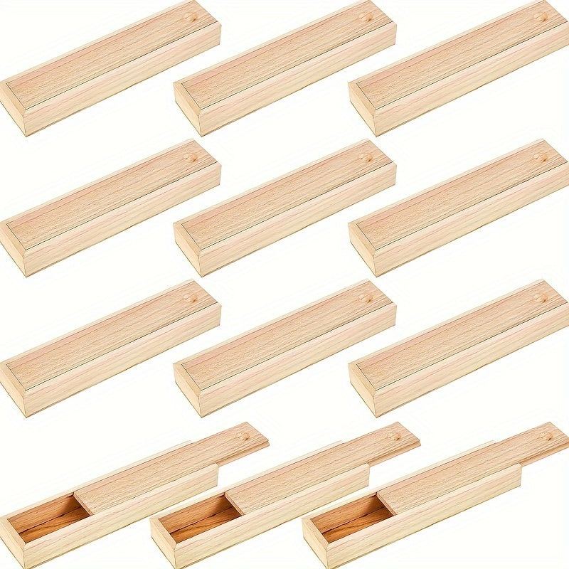 Small Wooden Storage Box Sliding Lid Jewelry Pencil Case DIY Craft