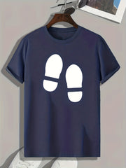 Footprints Pattern Print Men's Comfy Sports T-shirt