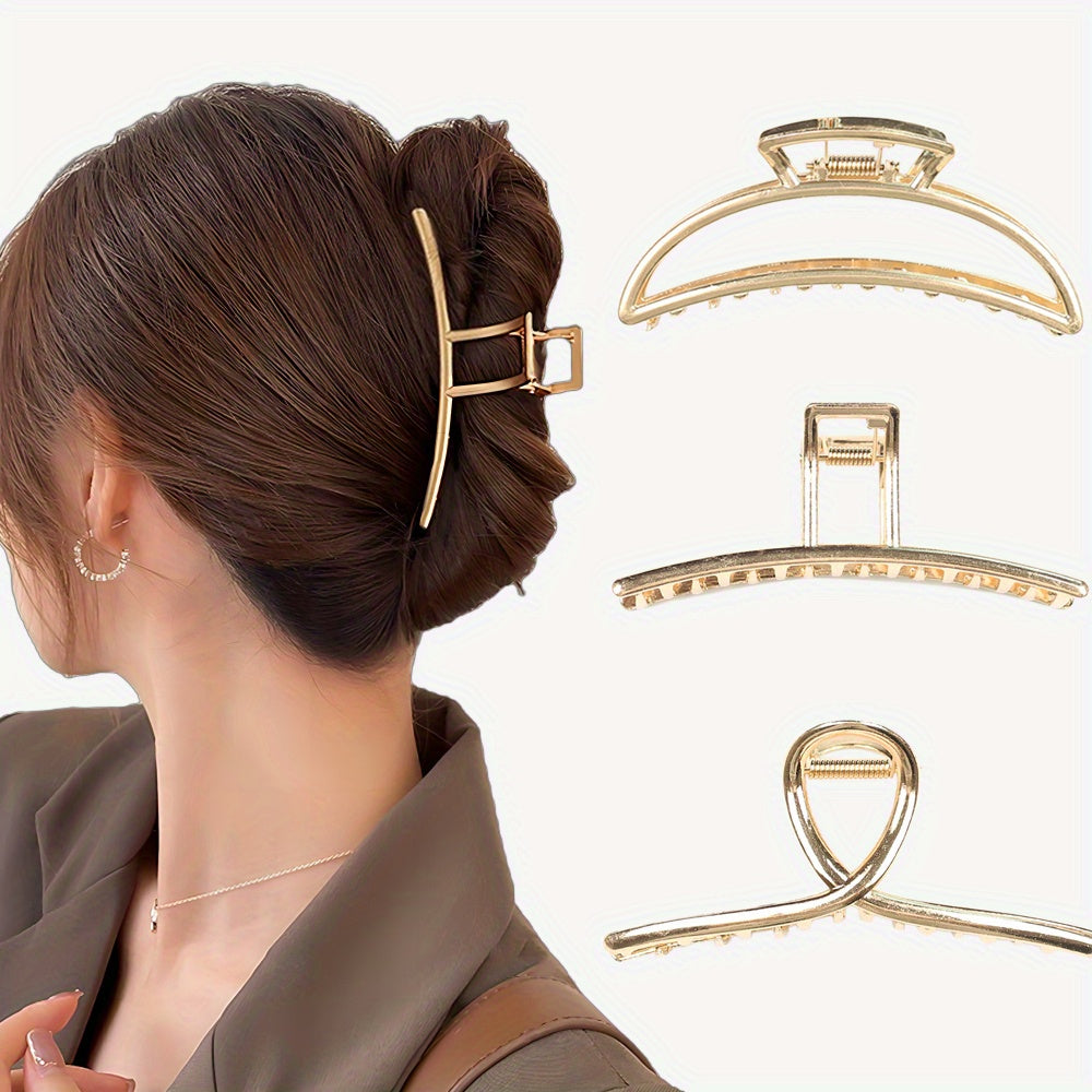 3pcs Metal Moon Shaped Hair Clip Claw Clips Headwear For Girls