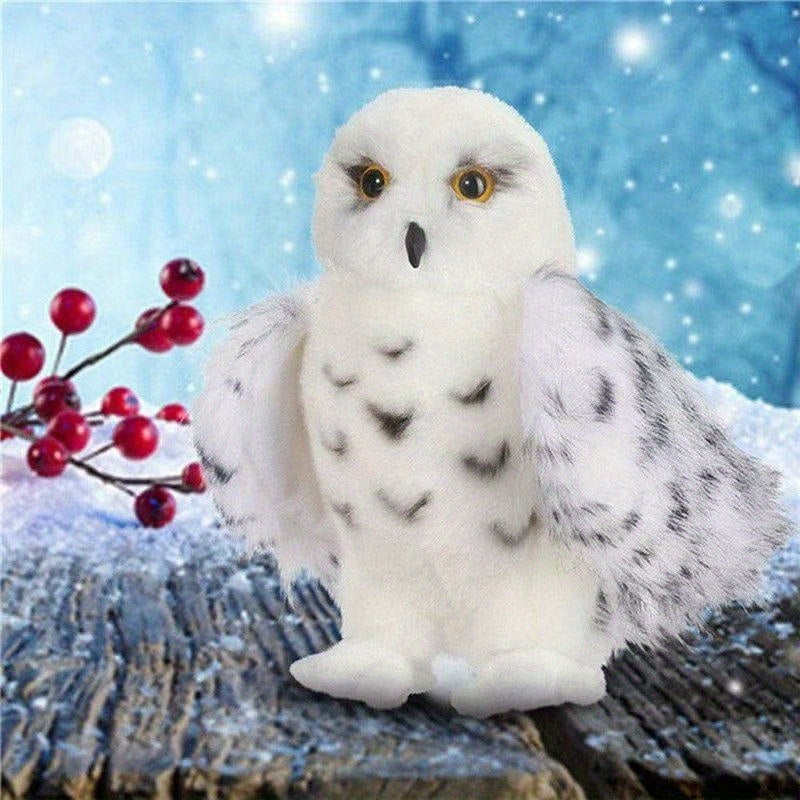 Snow Owl Plush Toy 7.87in Soft Stuffed Animal with Spotted Wings
