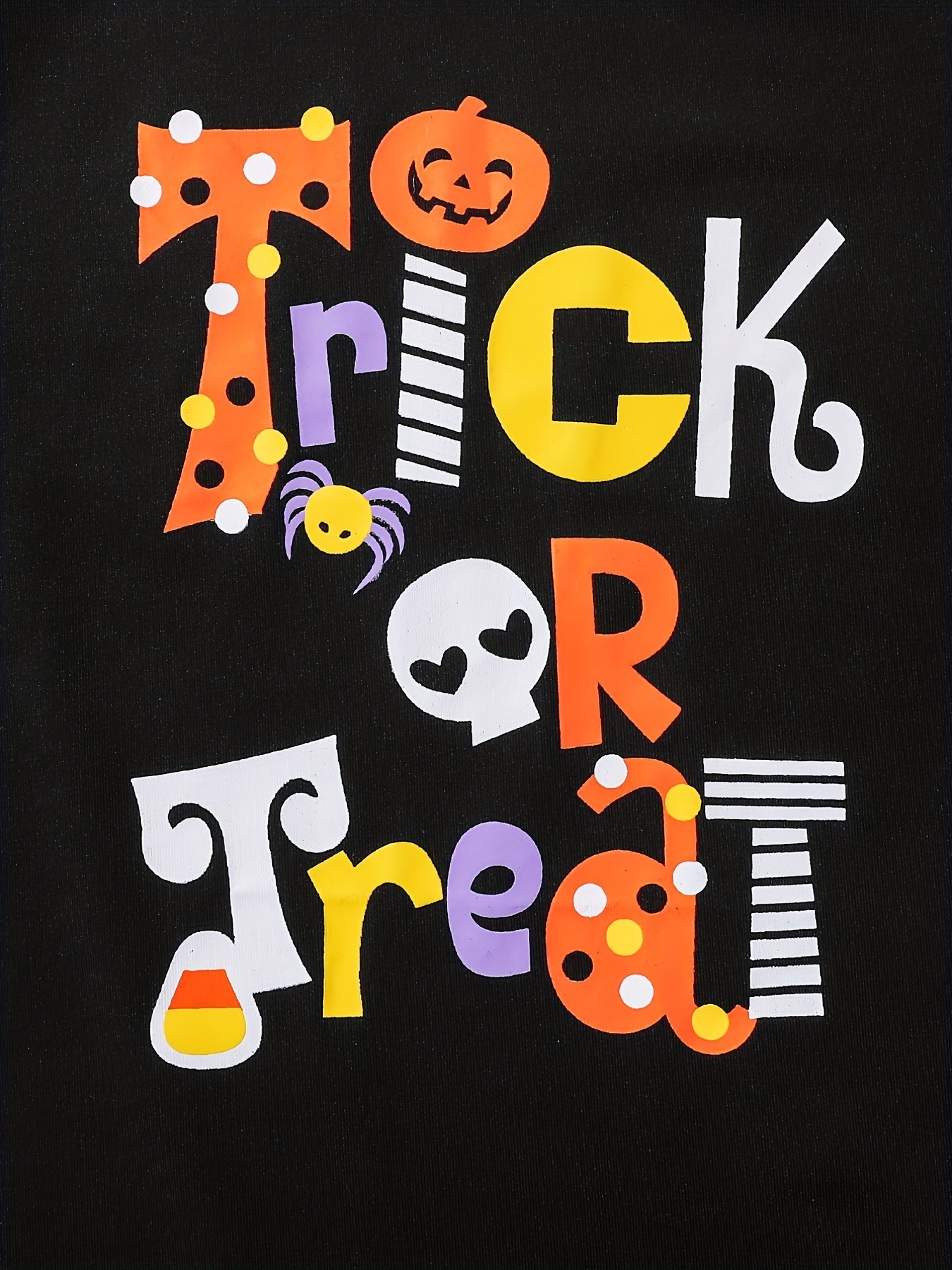 Girls Halloween Dress 'Trick Or Treat' Print Summer Casual Short Sleeves