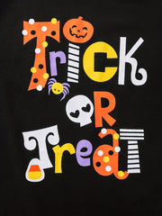 Girls Halloween Dress 'Trick Or Treat' Print Summer Casual Short Sleeves