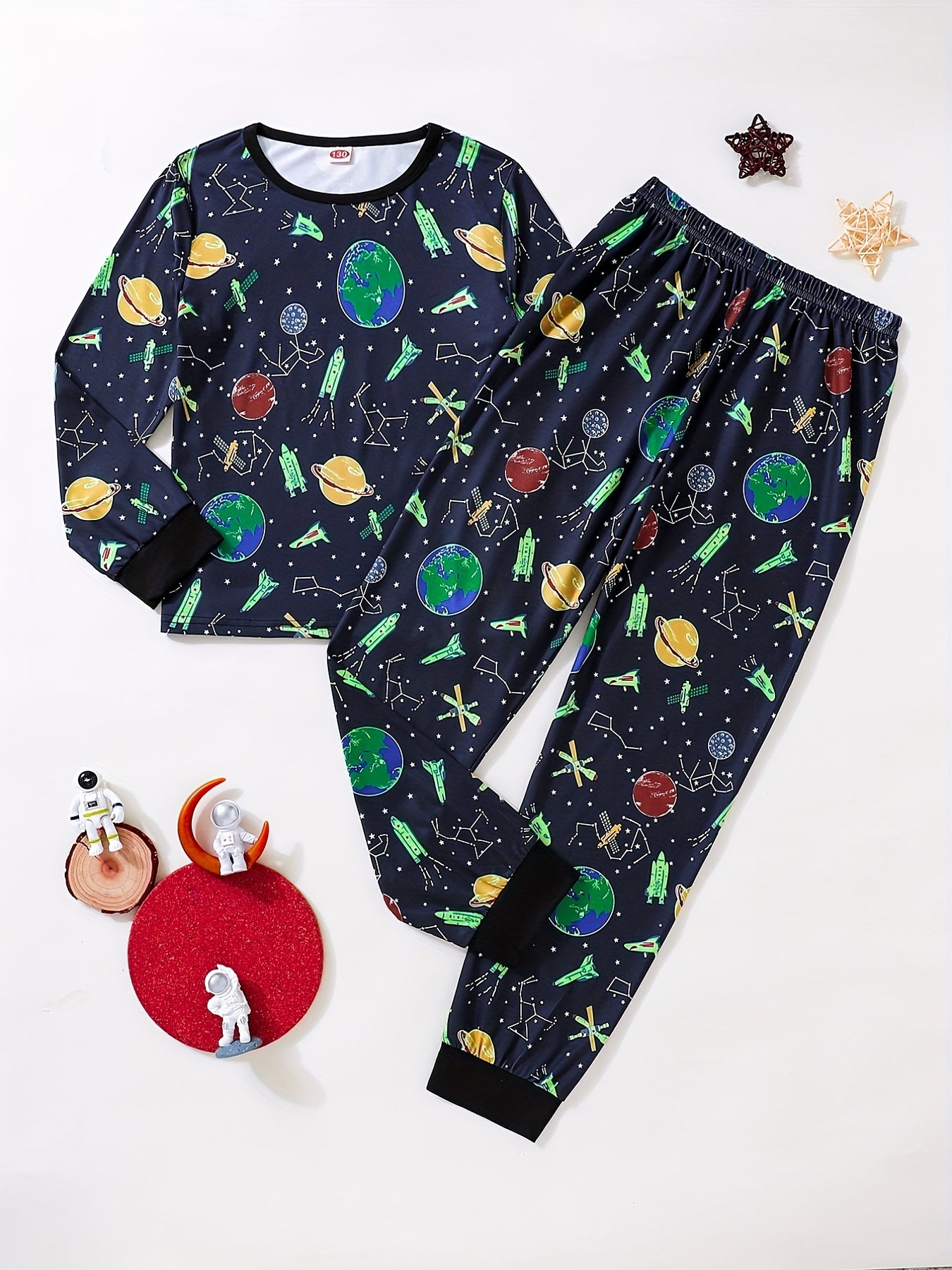 Space Planets Pajama Set for Kids Long Sleeve Top & Pants