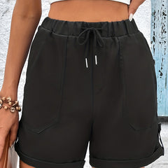 Solid Drawstring Shorts Casual Workout Shorts With Pockets