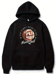 Basketball & Letter Print Hoodie for Men Graphic Sweatshirt