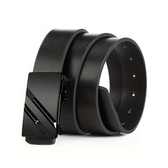 Men's Business Casual PU Leather Belt Smooth Buckle
