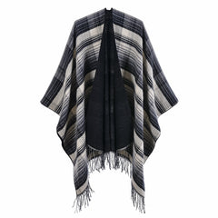 Striped Tassel Shawl Boho Cashmere Wrap Thickened Warm Cape