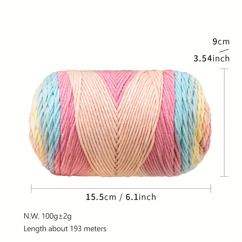 6-Pack Rainbow Milky Yarn, 5 Ply - for Knitting & Crocheting DIY Projects