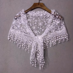 Flower Embroidery Triangle Scarf Tassel Veils Classic Mantilla Head Covering