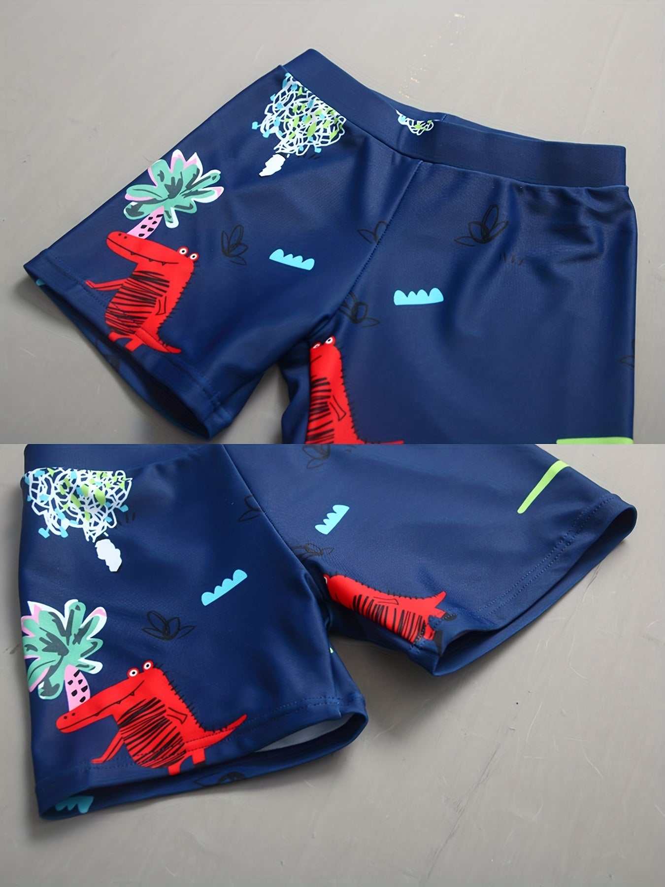 Boys Skateboard Dinosaur Short Sleeve Top & Shorts & Hat Swimsuit Set