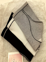3pcs Ribbed Sports Briefs Mid Rise Stretch Panties