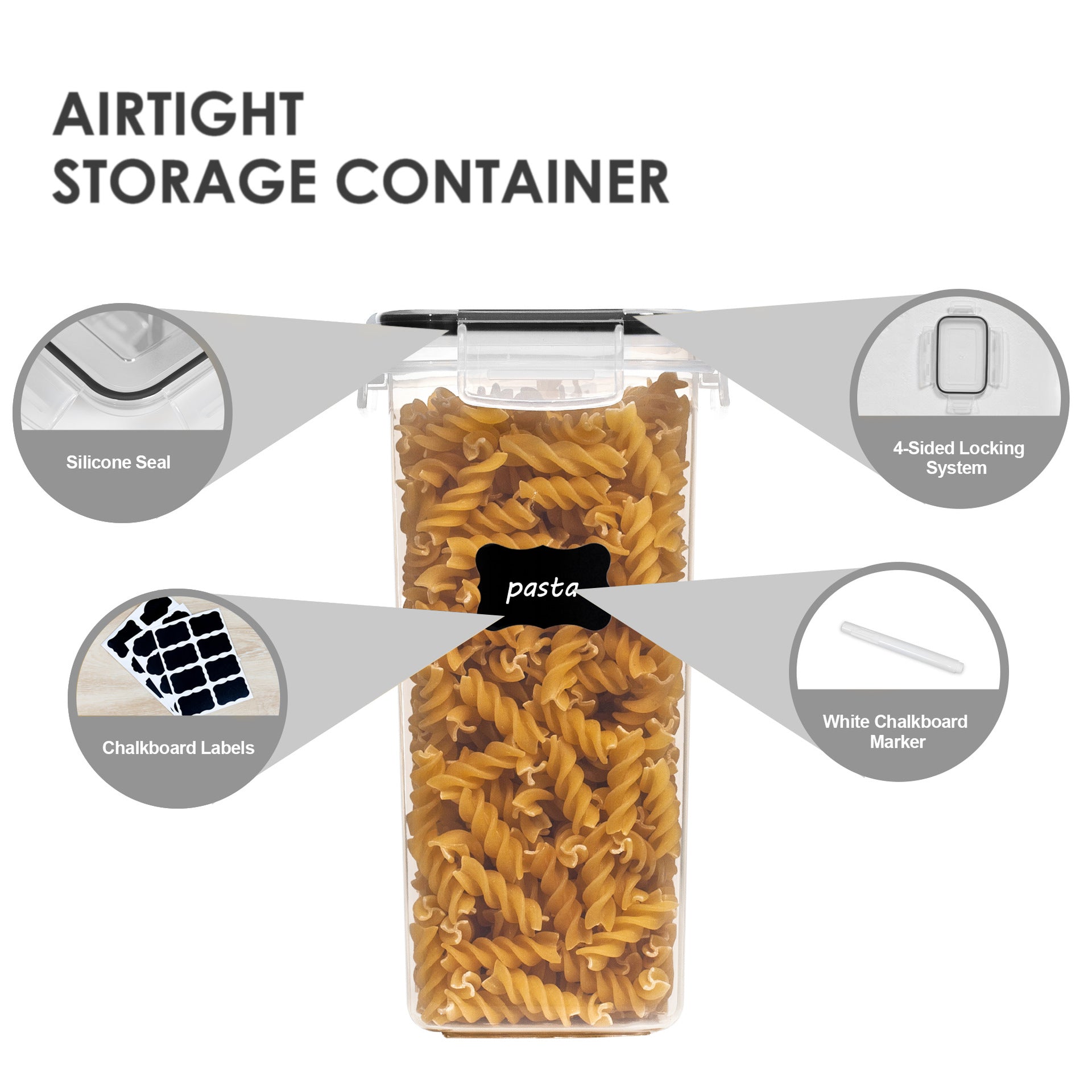 7pcs Airtight Food Storage Containers Plastic Canisters With Labels