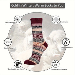 5pairs Men's Warm Socks Vintage Rabbit Wool Outdoor Snow Boots