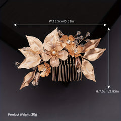 Flower Charm Hair Comb Rhinestone & Pearl Bridal Hair Pin