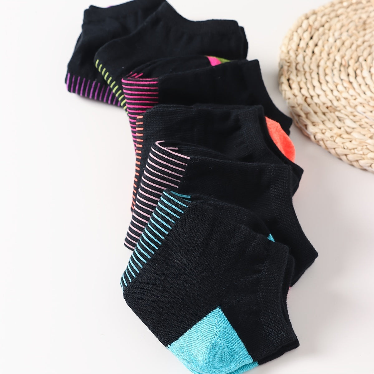 6 Pairs Creative Block Men's Crew Sports Socks Comfy Knitted Stockings