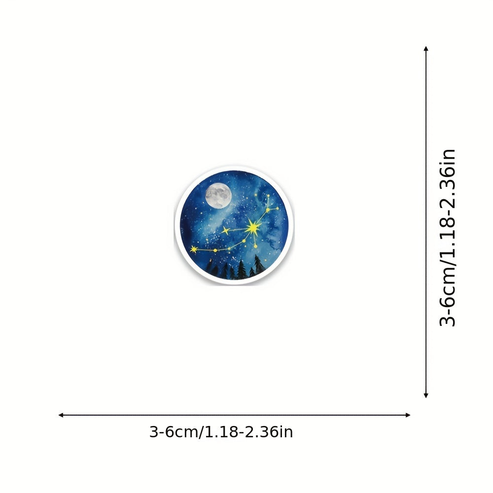 50pcs Moonlight Planet Stickers for Skateboard Laptop Gift Waterproof Graffiti