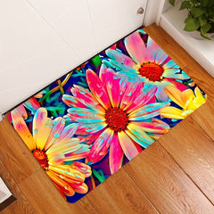 Vintage Flower Printed Kitchen Rug Non Slip Stain Resistant