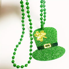 St Patrick's Green Clover Bead Necklace, Party Holiday Decorations