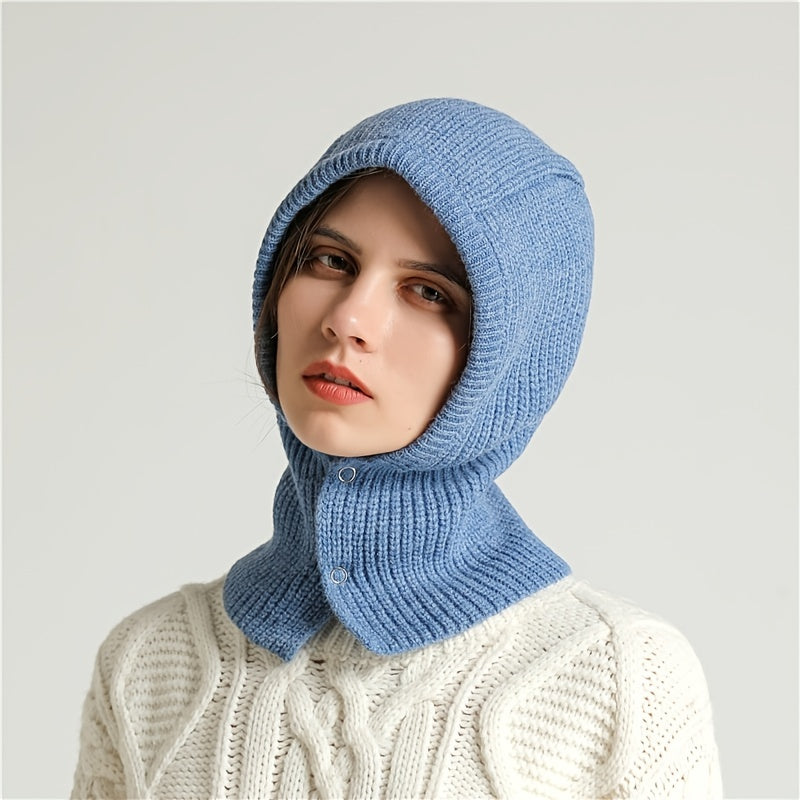 Knitted Balaclava Hat Ski Mask Winter Halter Hooded Pullover Hat Scarf