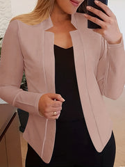Solid Open Front Blazer Long Sleeve Slim Work Office Outerwear Women's Clothing